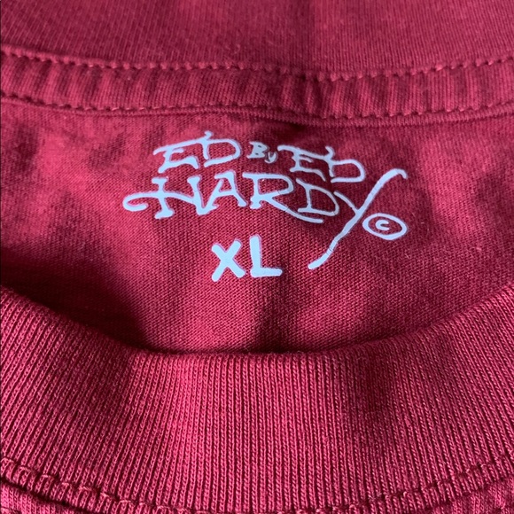 Ed Hardy Burgundy Dragon Graphic Tee - Picture 4 of 10